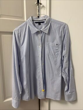 Tommy Hilfiger Light Blue & White Striped Dress Shirt